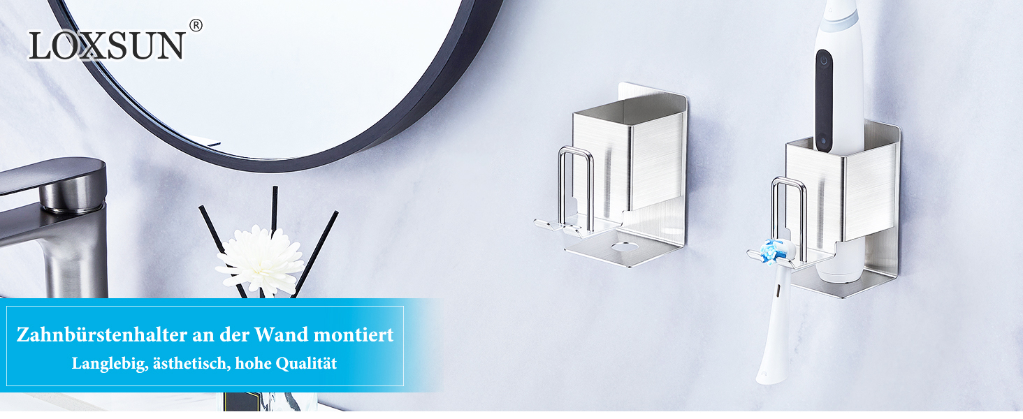 Настінний тримач для зубних щіток (2 шт.), без свердління, для електричних зубних щіток, самоклеючий, срібний