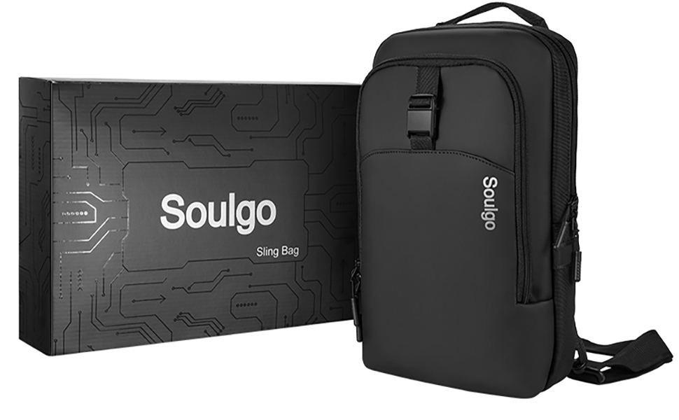 Чоловіча та жіноча сумка через плече Soulgo EDC, компактна, водонепроникна, для планшету 11 дюймів (iPad), чорна