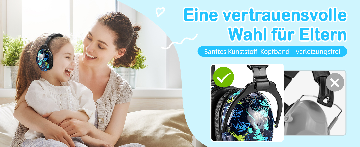 Навушники для захисту від шуму ZOHAN 030 для дітей 3-18 років, блакитні, з графіті