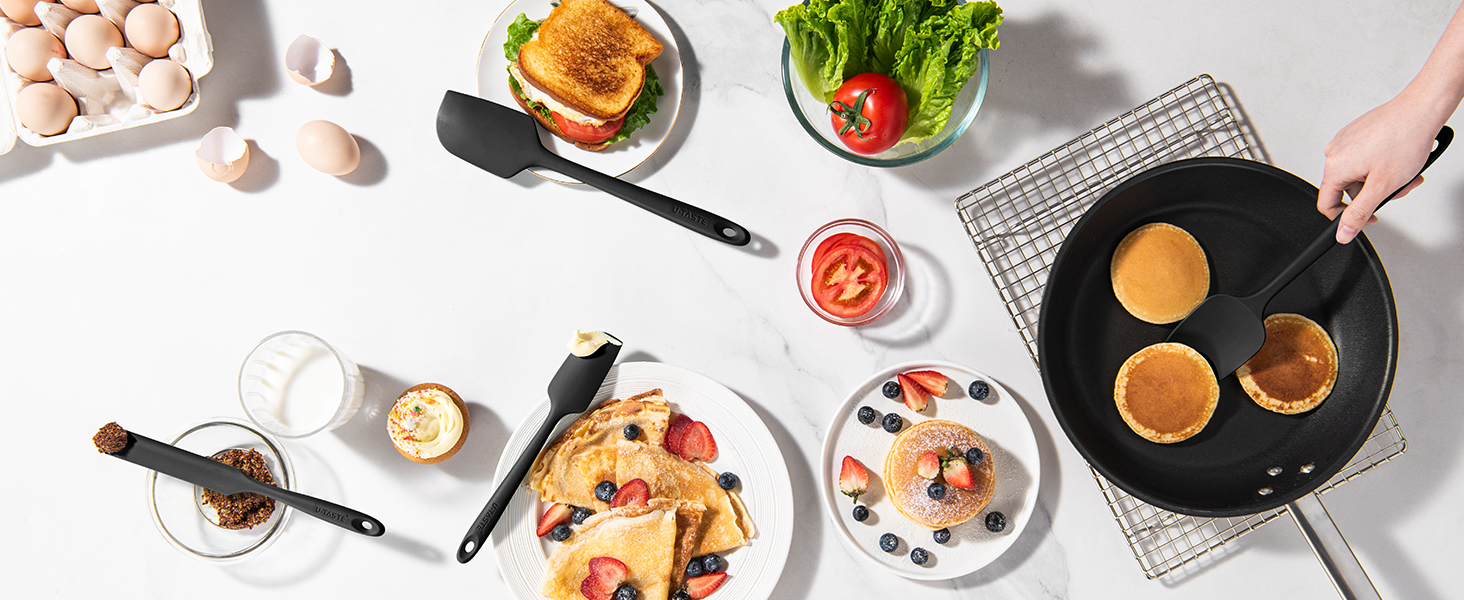 Набір лопаток/скребків для випічки U-Taste (4 шт.) з силікону, стійкі до 315°C, антипригарні, для приготування, випічки та змішування (чорний)