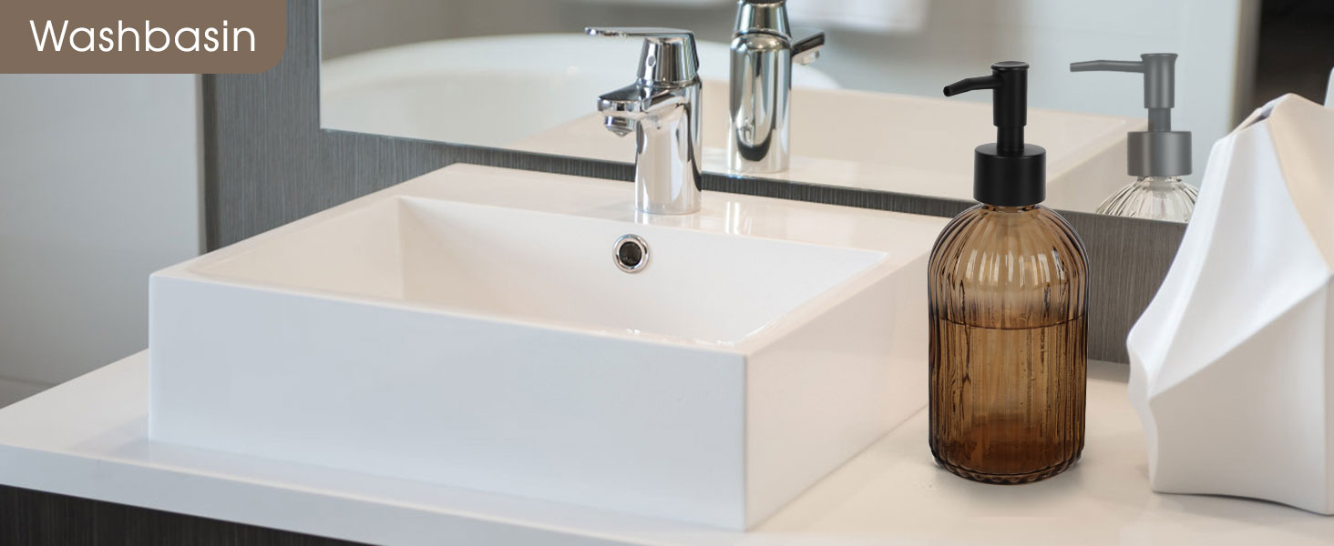 Скляні дозатори для мила Topsky (2 шт.), 400 мл, з нержавіючою помпою, для кухні та ванної кімнати, підходить для лосьйонів, ефірних олій та рідкого мила, колір - бурштиновий