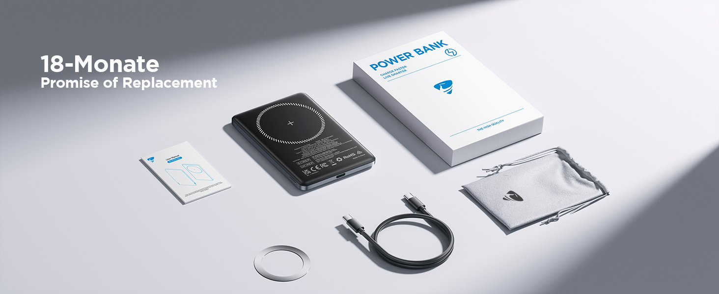 Power Bank MagSafe 5000mAh з бездротовою зарядкою 15W та USB-C, 20W PD, Gray - для iPhone, AirPods