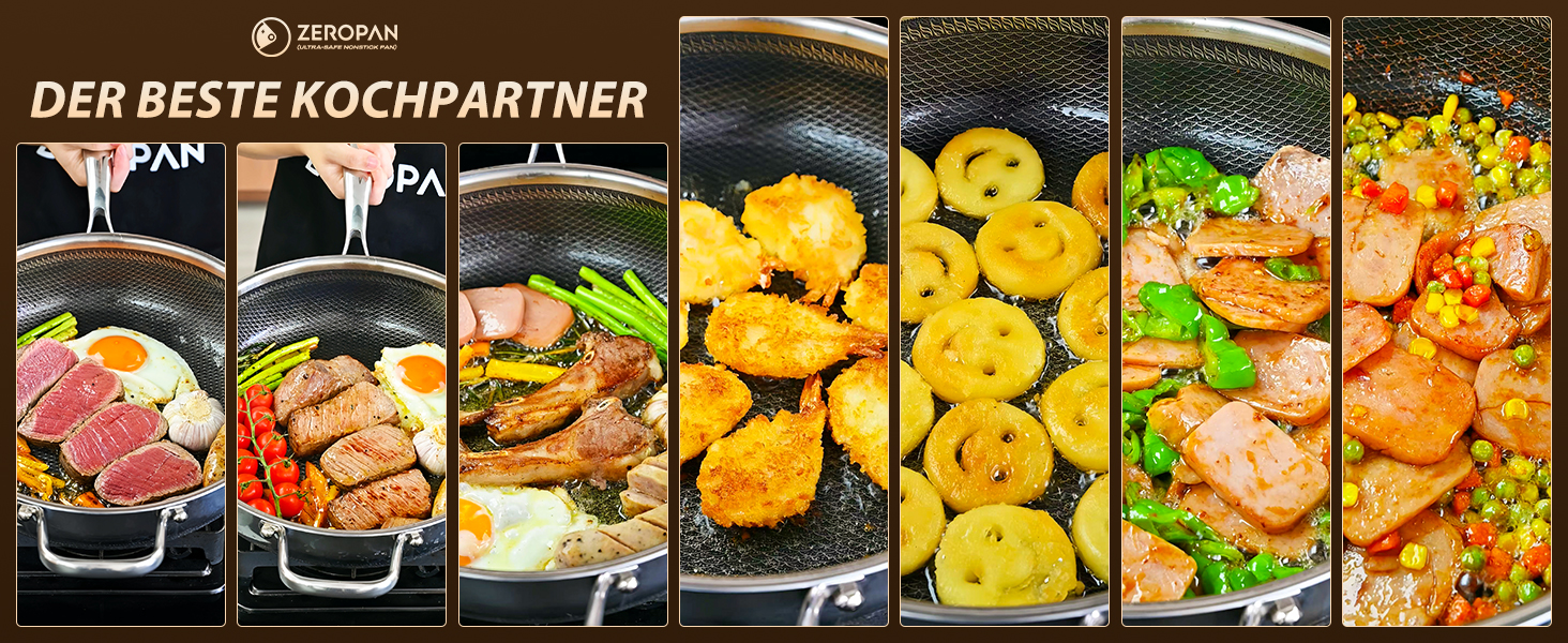 Сковорода глибока з кришкою 30 см FD-D з нержавіючої сталі гібридна, з холодною ручкою, для всіх плит (індукція), посудомийна машина, без PFAS/PFOA/PTFE, жаростійка до 260°C