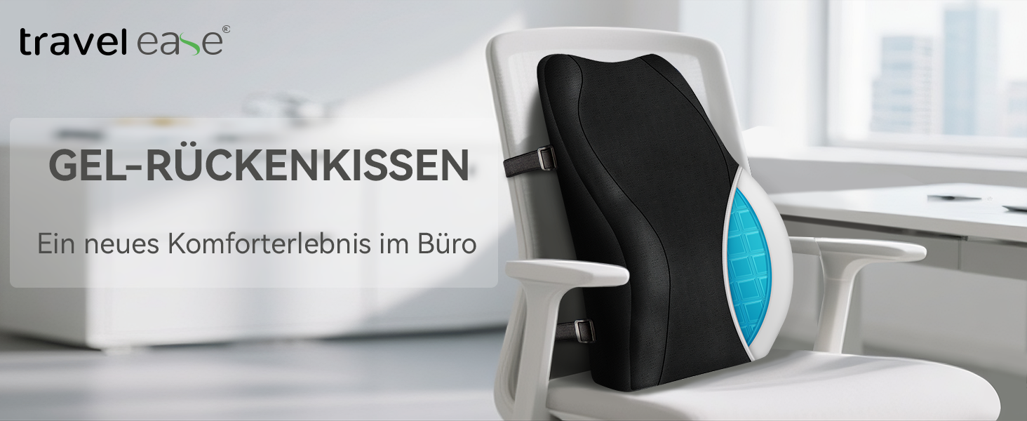 Подушка для спини Ergonomica Travel Ease з Memory Foam, для офісного та комп'ютерного крісла, з антистатичним, приємним до шкіри чохлом, для комфортної посадки (Чорний)
