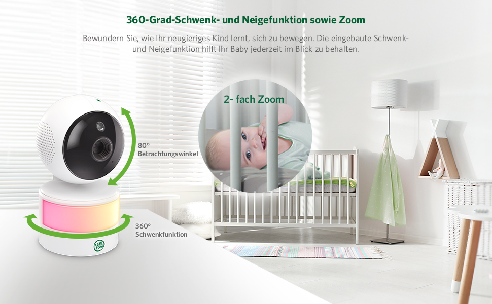 Відеоняня LeapFrog LF2513 без Wi-Fi, IPS LCD екран 2.8 дюйма, поворотна, нічне бачення, 300 метрів, датчик температури