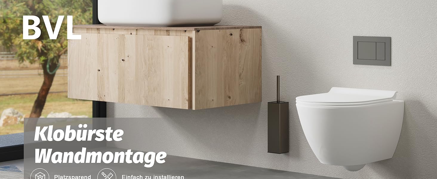 Настінна щітка для унітазу BVL з тримачем, без свердління, з силіконовими насадками (білий матовий)