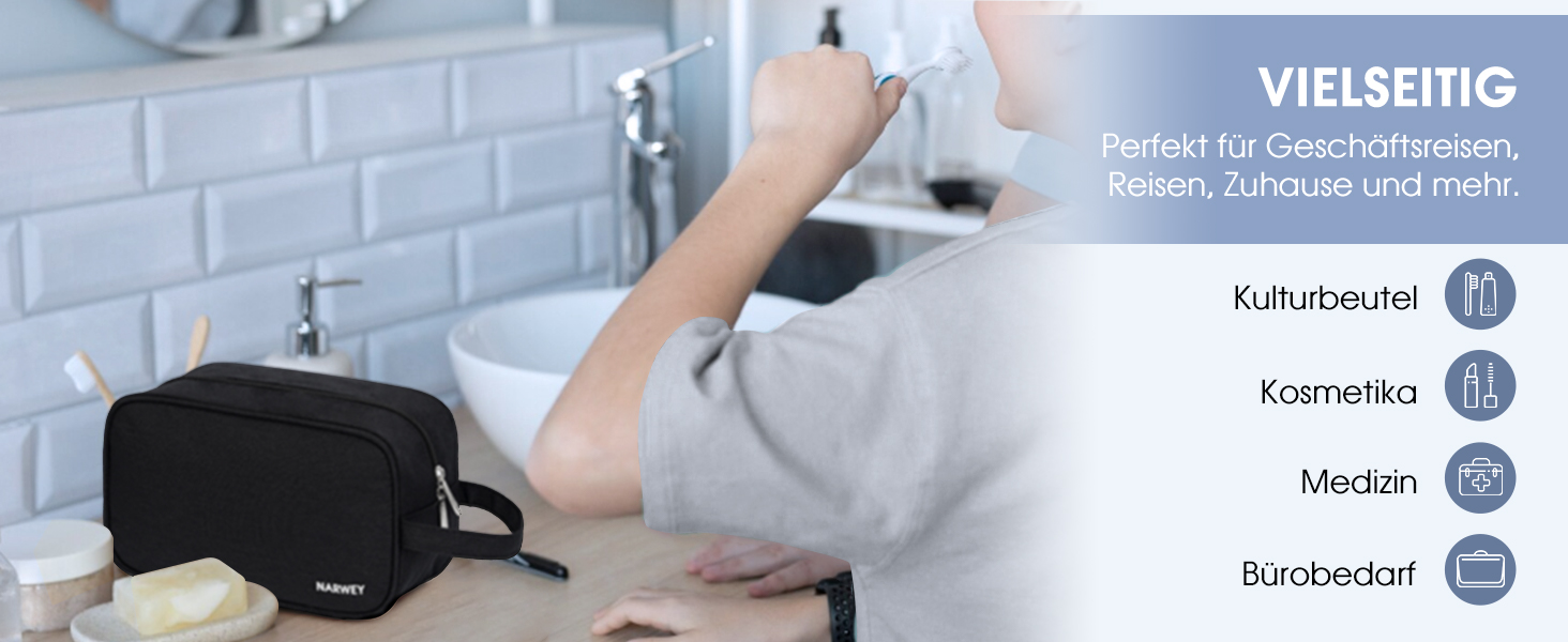 Чоловічий туалетний набір Narwey: водонепроникна, міцна косметичка для подорожей з багатьма відділеннями (чорний)