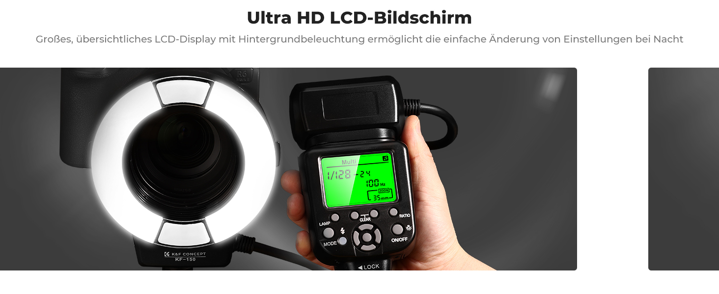 Кольцевий світловий прилад K&F Concept TTL для Nikon DSLR, GN 14, з AF-підсвічуванням та адаптерними кільцями