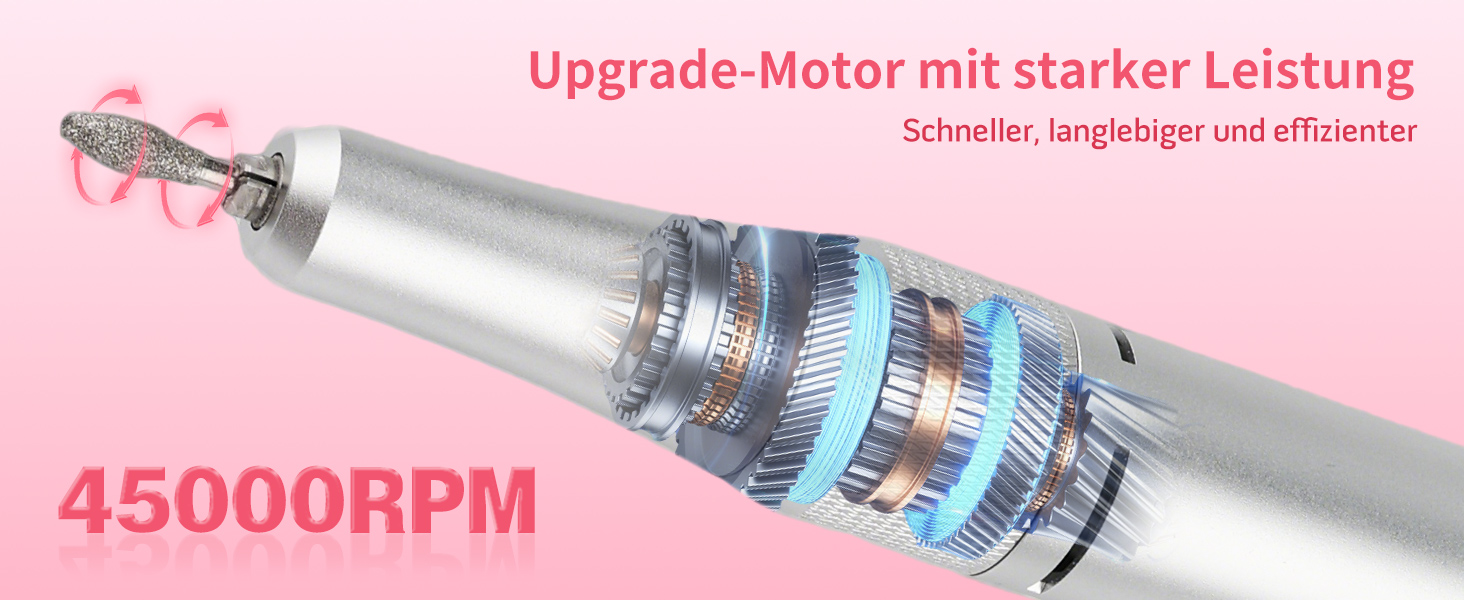 Електричний фрезер для нігтів Ziweo з LED дисплеєм, 45000 об/хв, для манікюру та педикюру, для гелю, акрилу, акригелю, Shellac