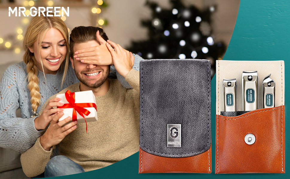 Набір для манікюру Mr. Green: 3 шт. кусачки для нігтів, пінцет, Solingen Edelstahl, шкіряний футляр