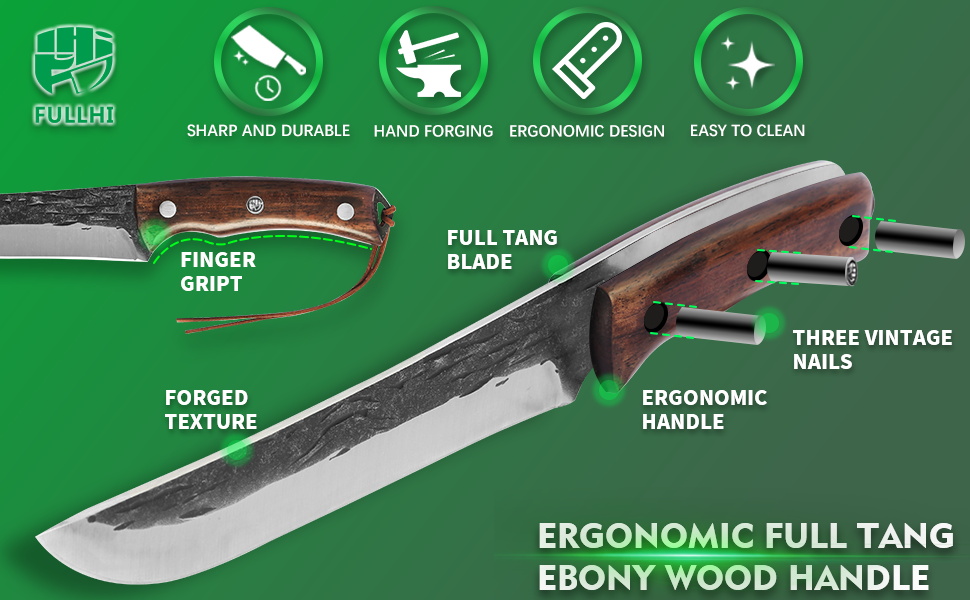 Набір кухонних ножів FULLHI з дерев'яною ручкою (11 предметів)