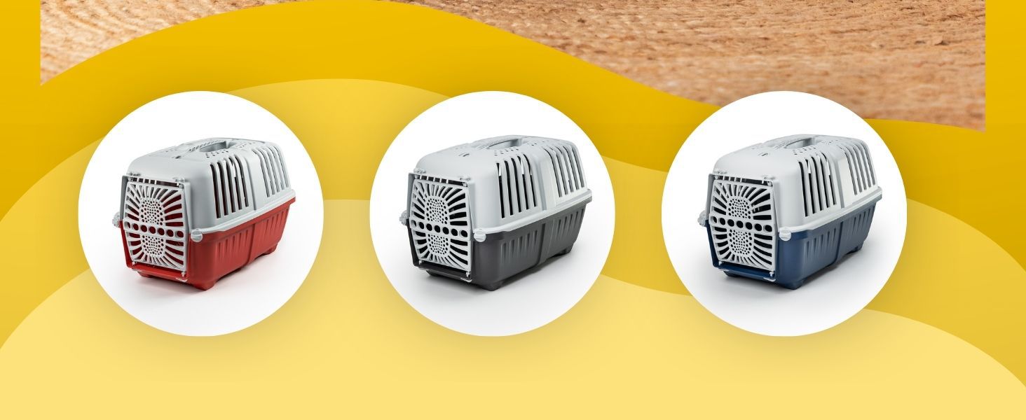 Транспортний бокс для собак Lionto, 55x36x36 см, з ручкою, для собак та котів, до 15 кг, синій