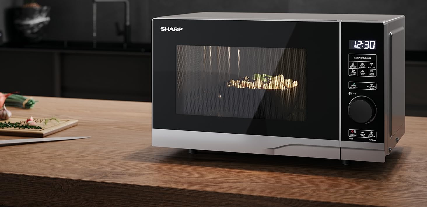 Мікрохвильова піч SHARP PS254AES, 900W, срібна, 10 рівнів потужності, функція розморожування