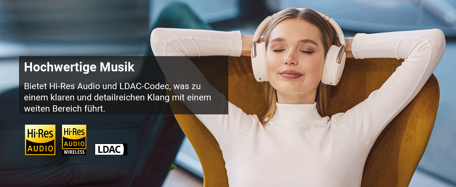 Edifier WH950NB навушники з активним шумозаглушенням: Bluetooth V5.3, LDAC, Hi-Res Audio, 55 годин роботи, складна конструкція, білий колір