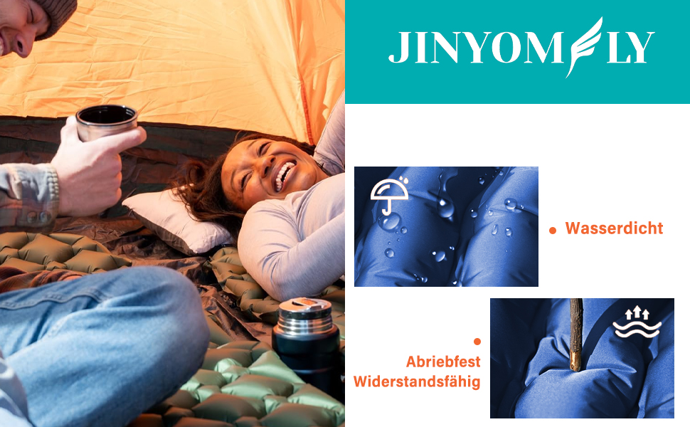 Каремат JINYOMFLY самонадувний туристичний, посилений, з насосом та подушкою, водонепроникний, ультралегкий для кемпінгу, піших прогулянок, відпочинку на природі (Блакитний)