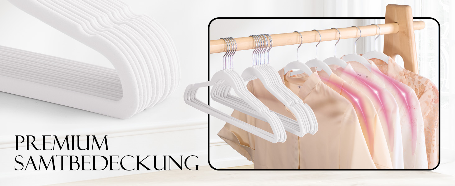 Набір вешалок для одягу HOUSE DAY, 50 шт., велюрова поверхня, нековзкі, обертовий гачок 360°, для сорочок, костюмів, пальто, светрів, штанів, білий