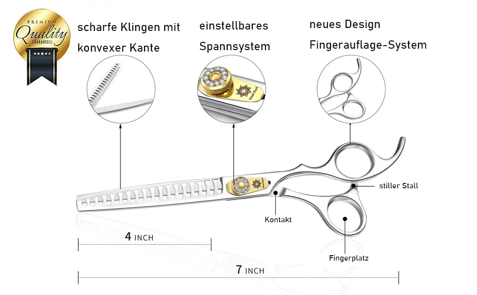 Професійна феншуерська ножиця для собак Dream Reach - 7 дюймів, 440C сталь, витончення 25%-35%