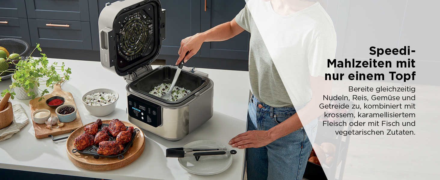 Мультиварка Ninja Speedi 5.7L 10-в-1: мультикокція, фритюрниця, гриль, випічка, Stone Gold ON500EUSTGD