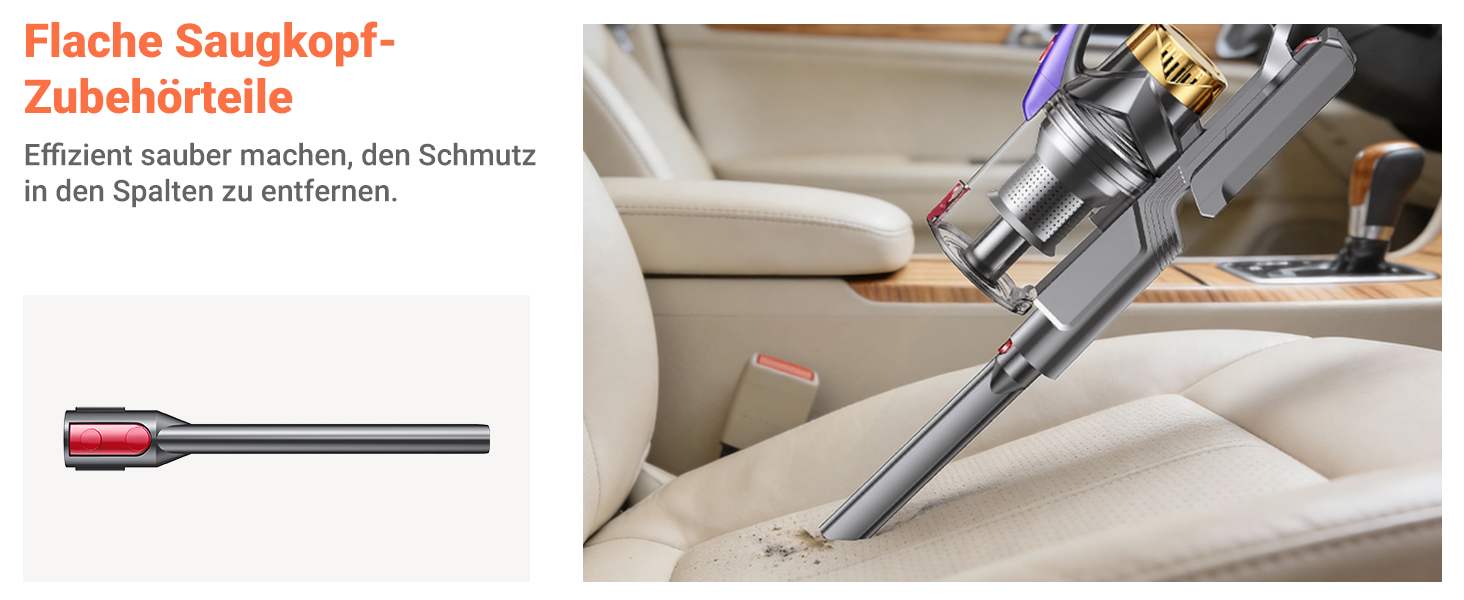 Бездротовий акумуляторний пилосос 58KPa/550W з LED-дисплеєм та антизаплутана щітка, 1.8L, для тварин, килимів, твердих поверхонь та авто, сірий & золотий