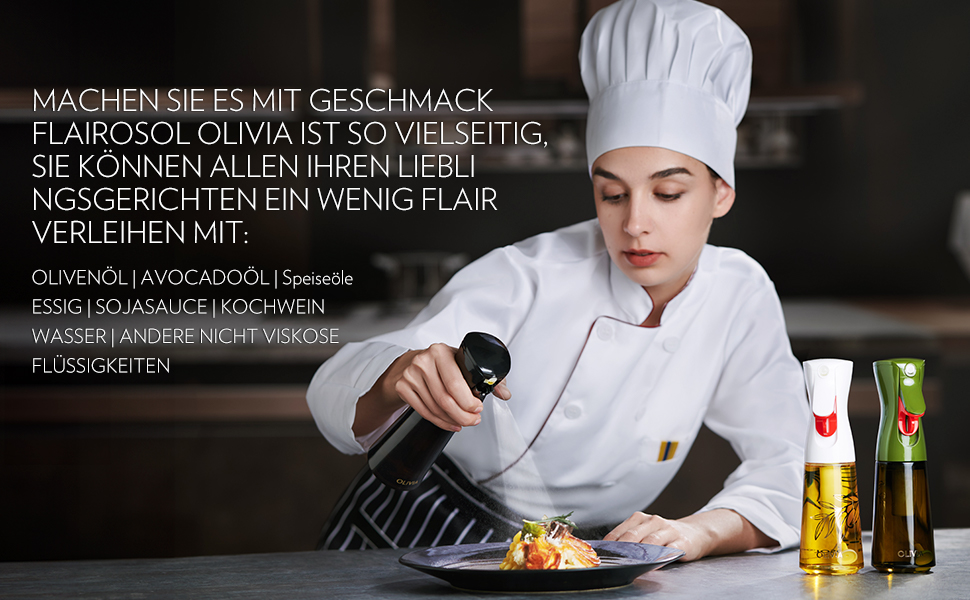 Розпилювач для олії FlairRosol Olivia, 2 шт., зелене скло, 200 мл - ідеально для фритюрниці, салатів, BBQ