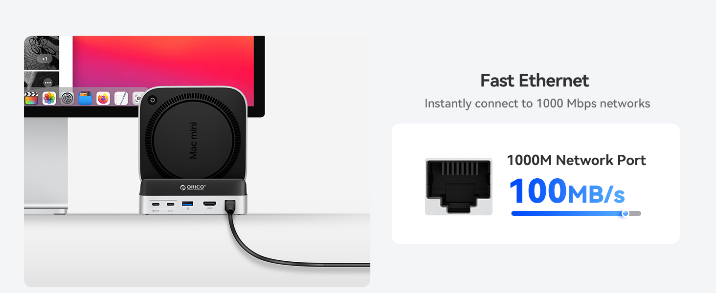 ORICO MiniDock VS10: Док-станція та підставка для Mac mini M4/M4 Pro з корпусом для NVMe SSD, хаб USB-C з 4K HDMI, DisplayPort, SD/TF 3.0, USB-C/A 10Gbps, PD 100W, 10-в-1, DIY