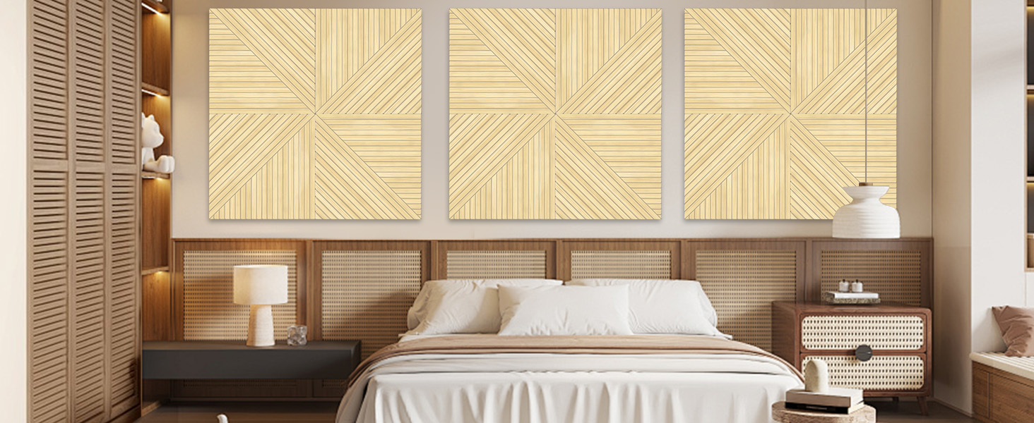 Акустичні панелі JBER, самоклеючі звукопоглинаючі стінові панелі для офісу, студії та дому, 6 шт, 180 x 120 см, колір білий віск/тик