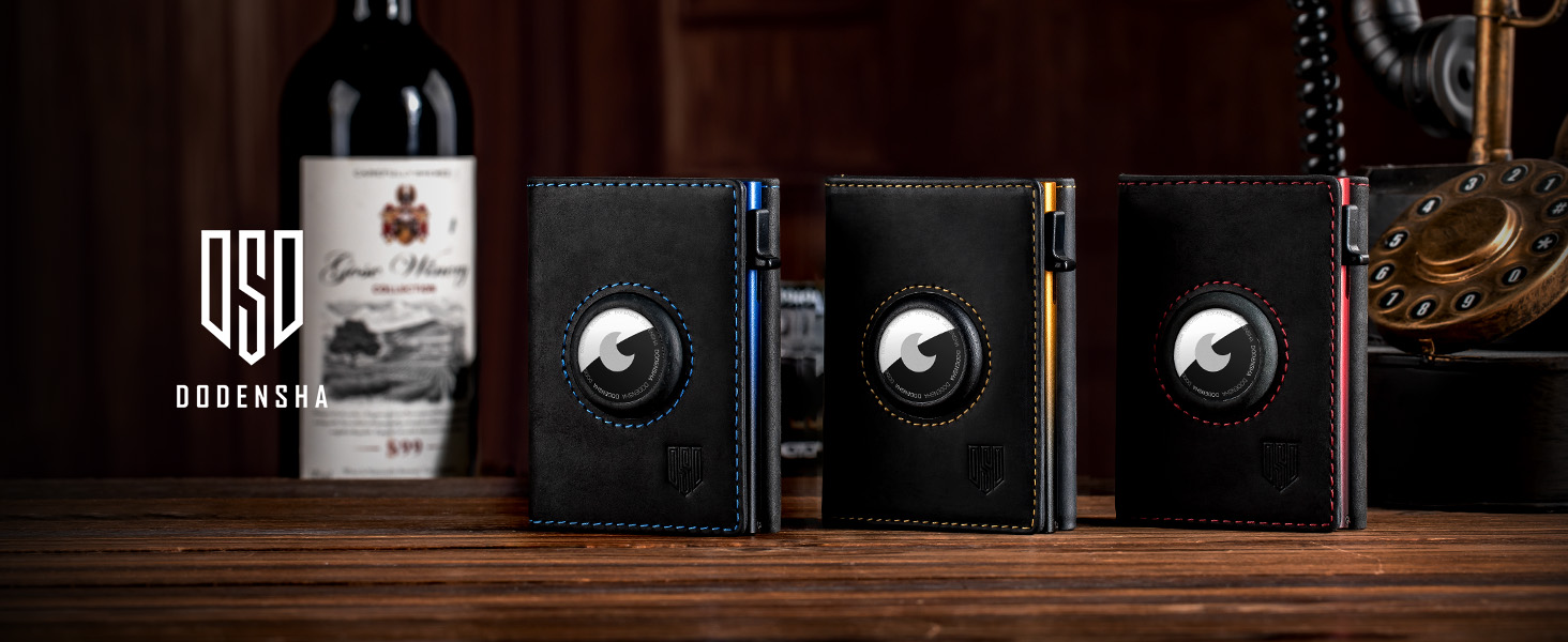 Портмоне DODENSHA® MagSnap для чоловіків з RFID захистом та відділенням для AirTag, картхолдер на 10+ карт, з монетницею, чорно-синій колір