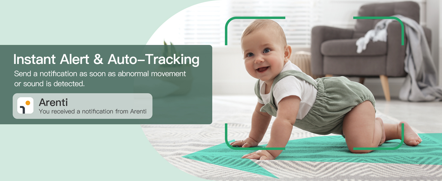 Дитячий відеомонітор Arenti з камерою та додатком, 5' дисплей, 1080P, PTZ, датчик температури, колискові, нічне бачення, 2-сторонній аудіо, VoX, автоматичне відстеження B2