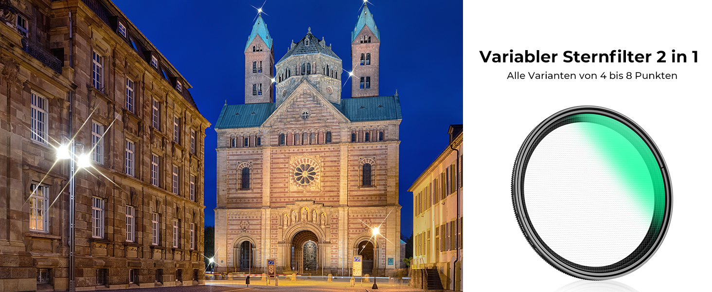 Фільтр-зірка K&F CONCEPT 52mm з 4/8 променями для ефектів зіркового світла (Nano-Klear)