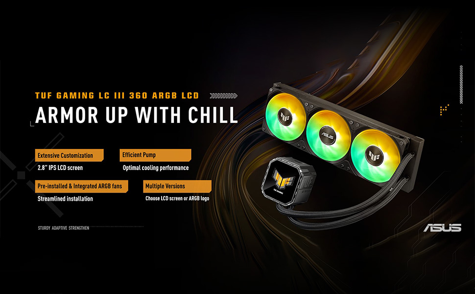 ASUS TUF Gaming LC III LCD - 240 мм водяне охолодження CPU з RGB вентиляторами
