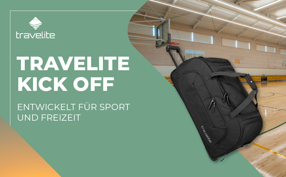 Дорожня сумка на колесах Travelite Kick Off, середня, 68 см, 65 л, чорна – валіза для подорожей і спорту
