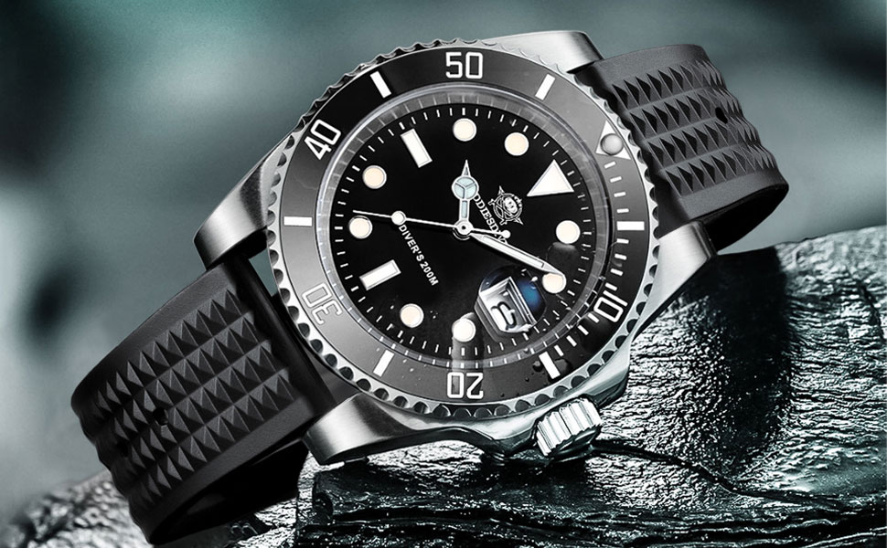 Годинник чоловічий ADDIESDIVE з кварцовим механізмом, аналоговий, водонепроникний 20bar, з нержавіючої сталі, великий, з підсвічуванням, чорний/білий