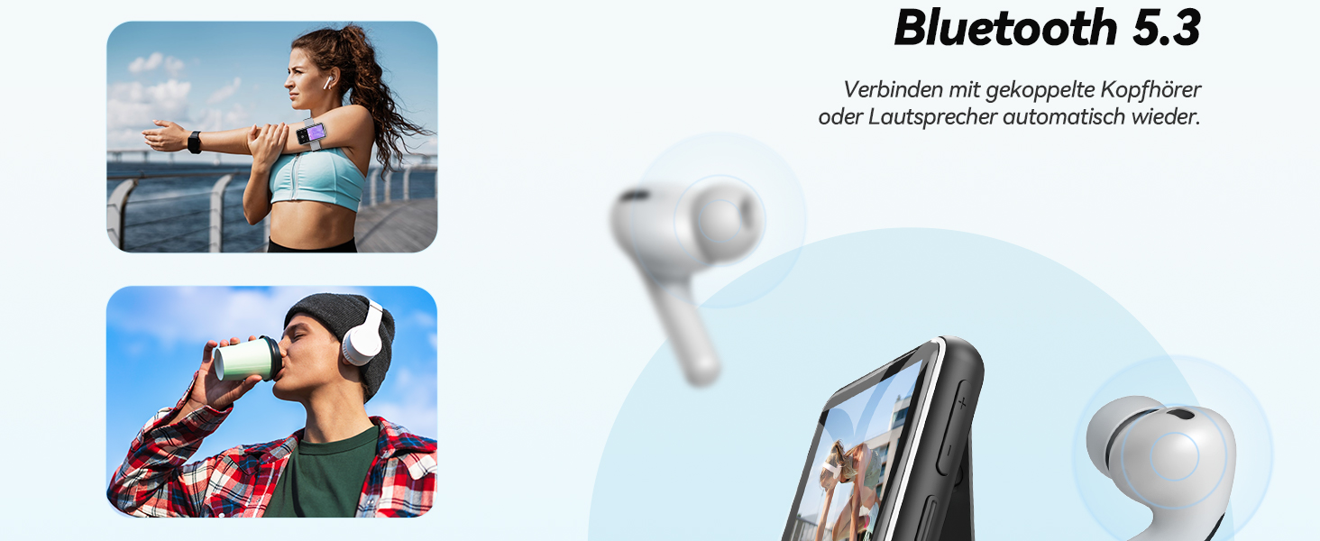 MP3 плеєр AGPTEK 64GB з кліпсою для спорту, Bluetooth 5.3, 1.8