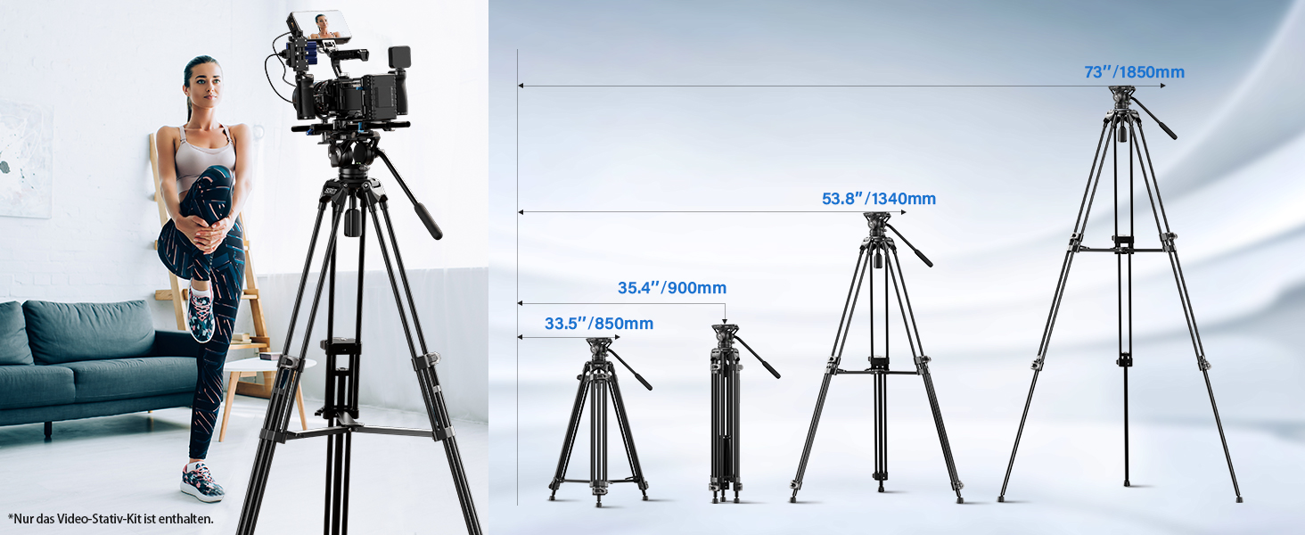 Штатив відео SIRUI AVT-11 з 360° Fluid-головкою, 180 см, для DSLR/Camcorder, алюміній, вантажопідйомність 10 кг