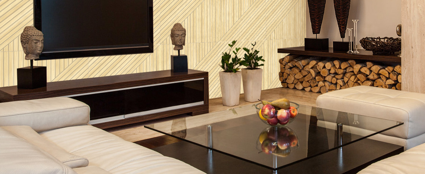 Акустичні панелі JBER, самоклеючі звукопоглинаючі стінові панелі для офісу, студії та дому, 6 шт, 180 x 120 см, колір білий віск/тик