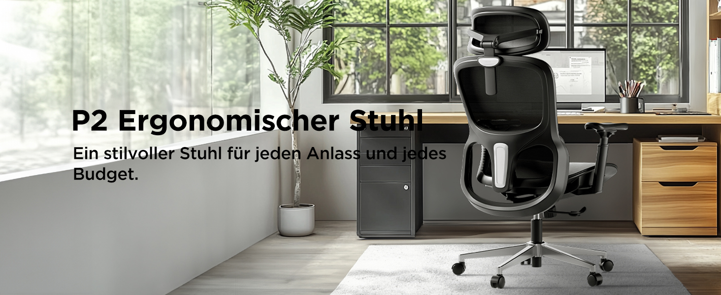 Hbada P2 Air Ergonomic Office Chair with 3D Lumbar Support, Adjustable Mesh Chair, 3D Armrests, Headrest & Comfortable Seat - Home & Office Desk Chair (Black, Luxury Version)