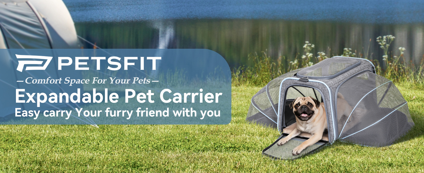 Транспортний бокс для кота/собаки Petsfit - складаний, сірий, M, з м'яким килимком