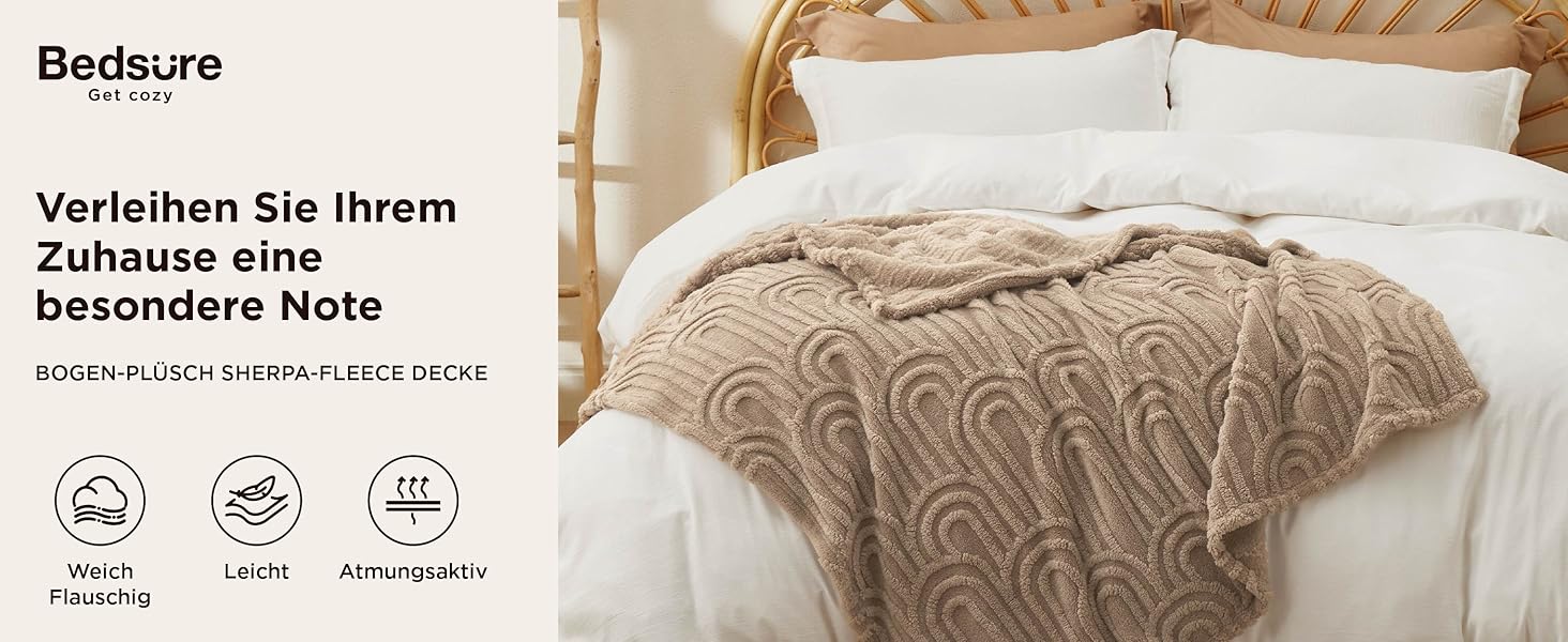 BEDSURE Плед з м'якого флісу та вовни, плед на диван, плед у шаховому стилі, теплий плед у коричневому кольорі (150 x 200 см)