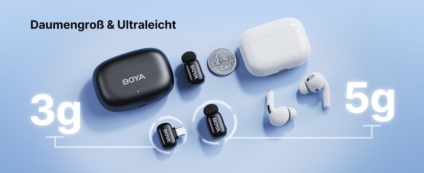 BOYA MINI 2 - Бездротовий мікрофон-лавал'єр для iPhone, Android, Vlogging, YouTube, Streaming. Чорний (2TX+1RX, Type-C)