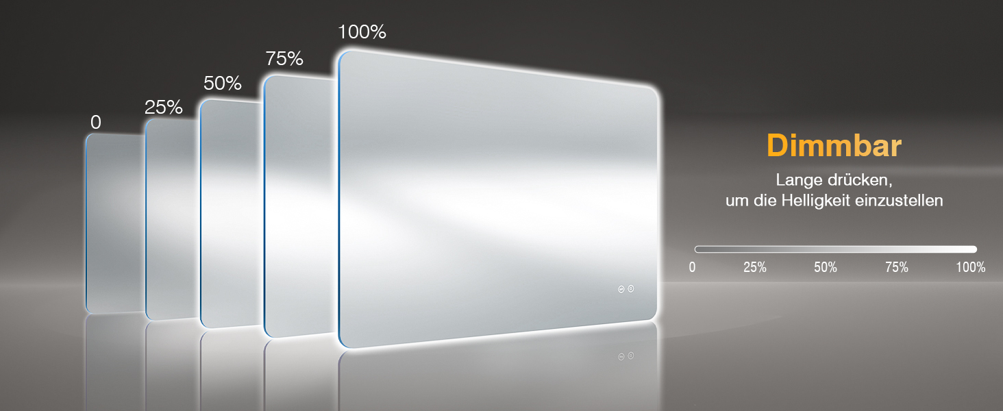 Дзеркало для ванної кімнати з підсвічуванням LED, 100x60 см, 3 кольори світла, диммування, пам'ять, сенсорне керування, IP44, вологостійке