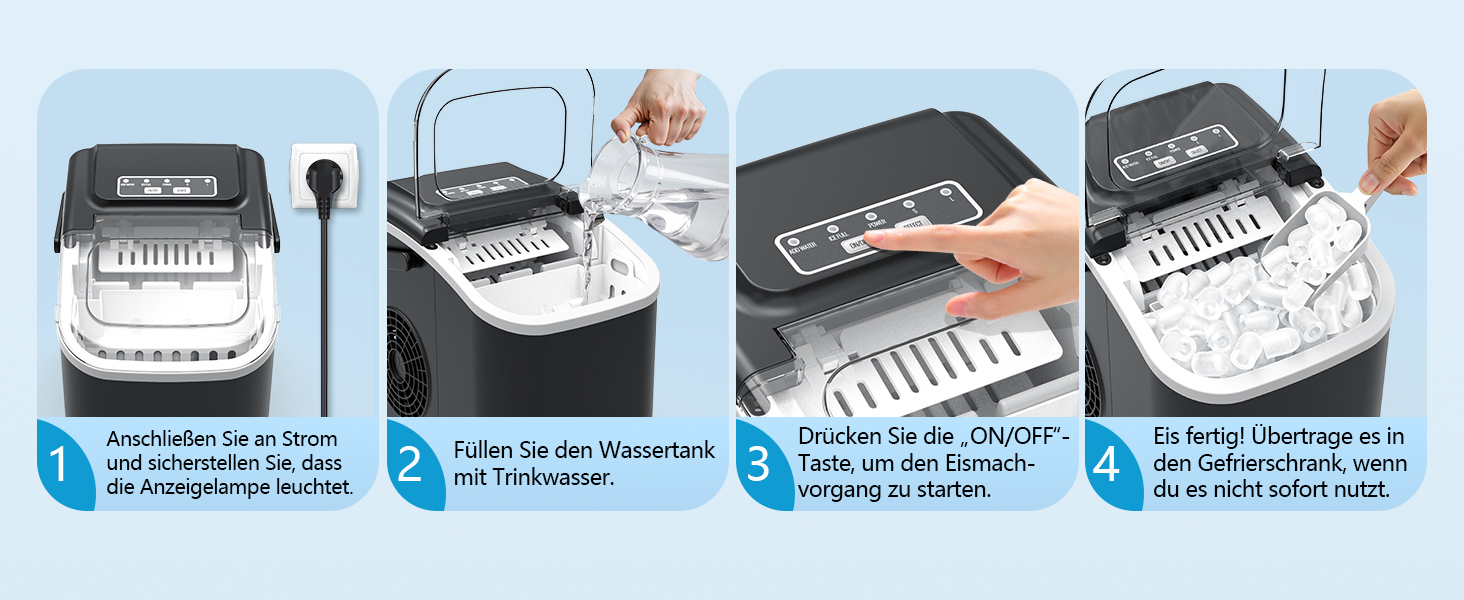 Машина для приготування льоду Eiswürfelmaschine Klein: портативна, 12 кг/24 год, 8 кубиків за 6 хв, 2 розміри, самоочищення для дому, кухні, кемпінгу, вечірки, RV