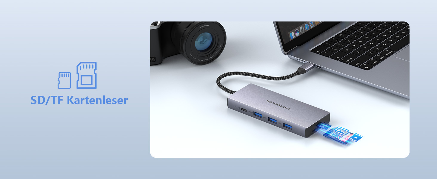 Док-станція для ноутбука Newmight з двома HDMI, підтримка 2 моніторів 4K, Ethernet 1 Gbps, PD 100W, 3 USB 3.0, SD/TF Reader, USB-C, сірий (HP/Dell)