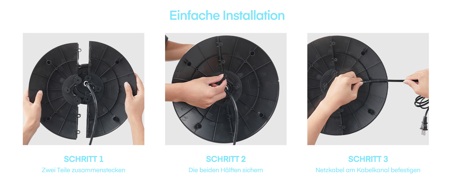 Безлопатевий вентилятор FOHERE, 91 см, з пультом керування, таймером та режимом сну, чорний