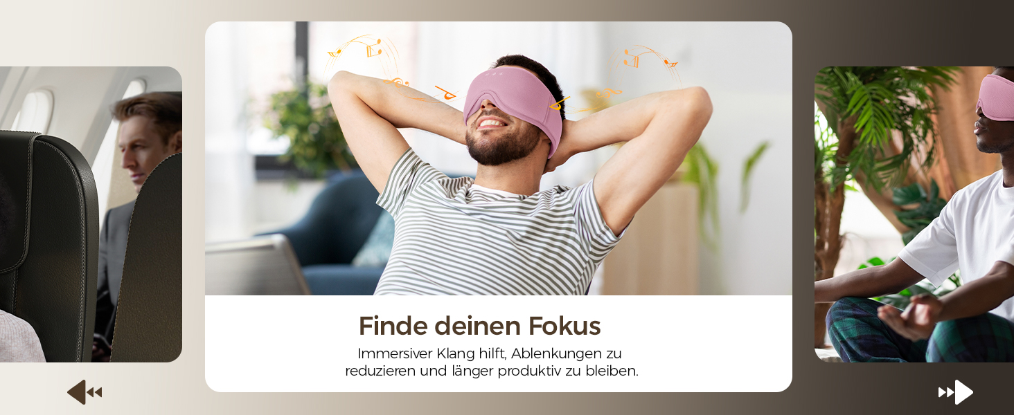 Маска для сну з Bluetooth навушниками LOVE EYE 3D, бамбукова, для чутливих очей та сну на боці, чорна (червона)