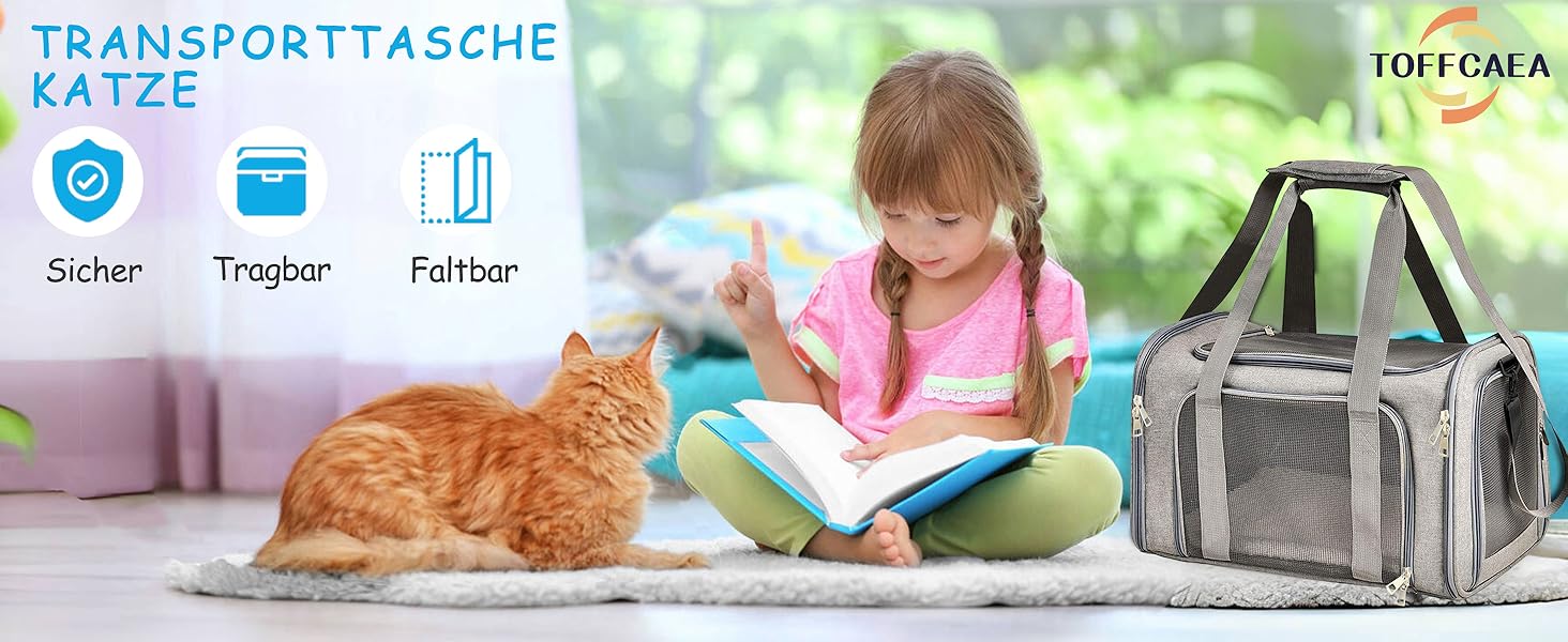 Транспортна сумка для кота та собаки, переноска для собак, складана переноска для котів, портативна, до 5 кг, переноска для середніх собак та котів (M, сіра) 43 x 28 x 28 см