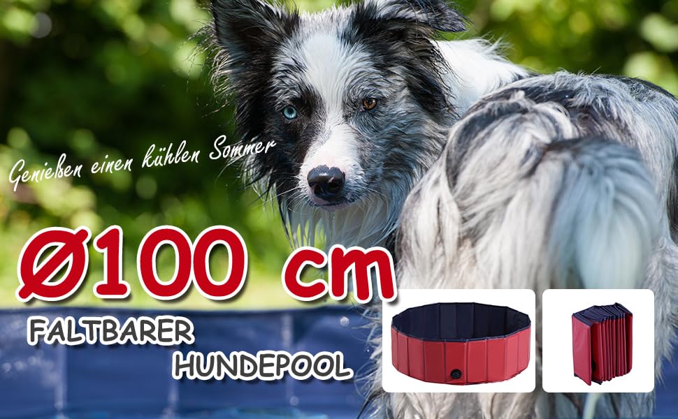 Складаний басейн-ванна для собак PawHut, 120x30 см, червоний+синій, 100 л