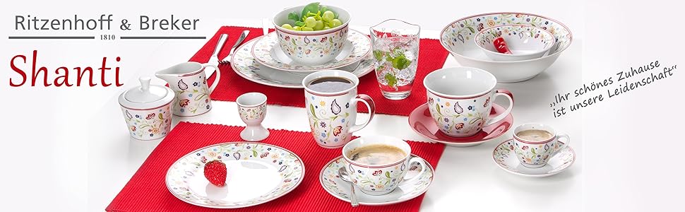 Ritzenhoff & Breker Shanti Doppio Coffee Set - 30 Piece Porcelain Dinnerware Set