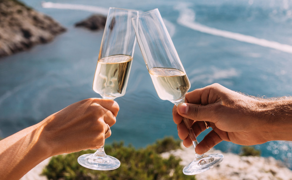 Набір келихів для шампанського ParaCity 2 шт., 170 мл, елегантні скляні келихи для шампанського, коктейлі, подарунок на день народження, весілля, Різдво, прозора новорічна декор для жінок та чоловіків (трубчаста форма)