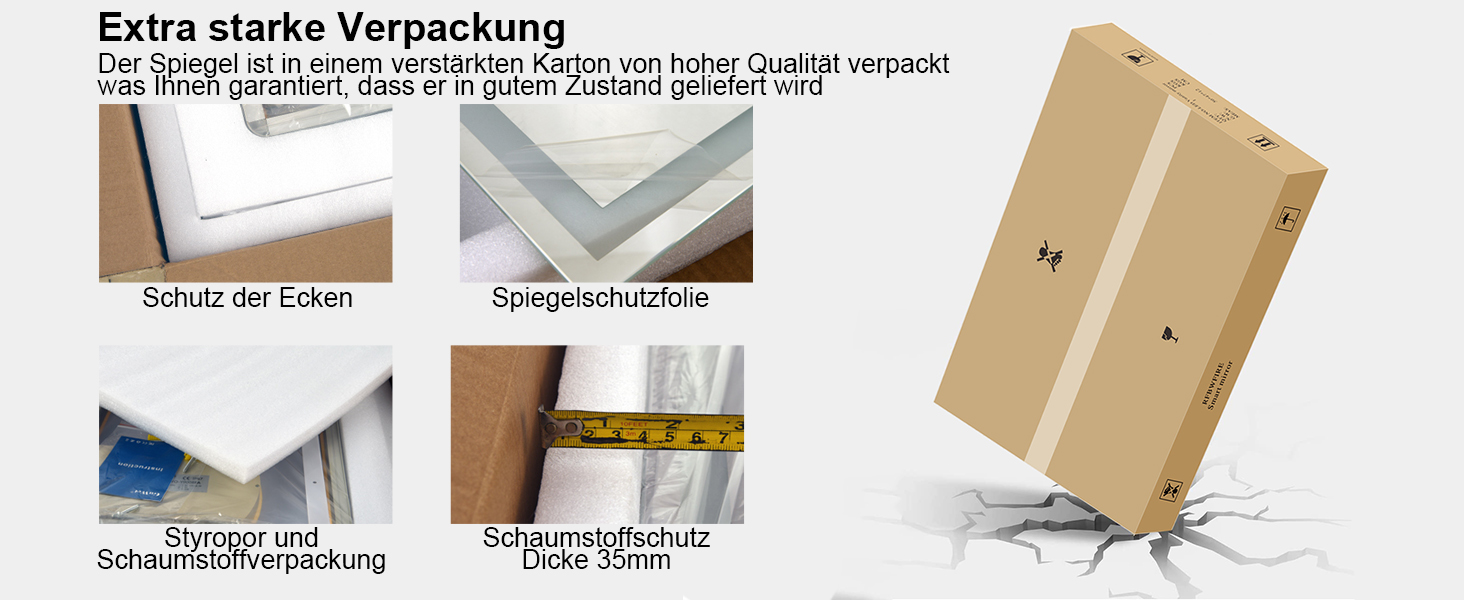 Дзеркало для ванної кімнати з підсвічуванням 80x80 см Fow Halo Simple, LED, сенсорне управління, IP65, пам'ять, 3 кольори, регулювання яскравості, проти запотівання, HD скло