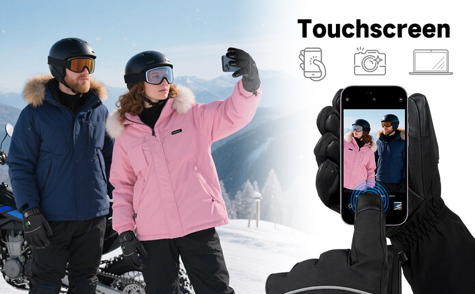 Гріючі рукавички з акумулятором 6000mAh USB, для жінок та чоловіків, 3 режими нагріву, водонепроникні, сенсорні, чорний, EU